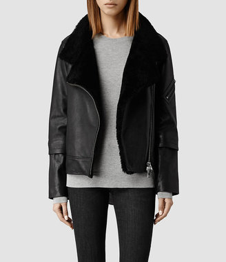 AllSaints Bayes Shearling Leather Jacket