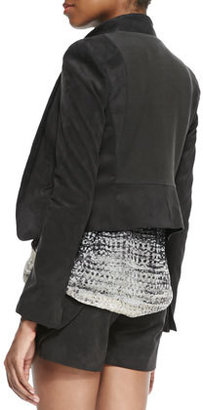 Halston Ultrasuede Shawl-Collar Open Jacket