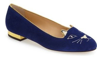 Charlotte Olympia 'Kitty' Suede Flat (Nordstrom Exclusive)