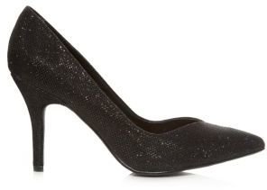 New Look Black Glitter Pointed Court Shoes