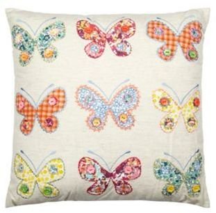 Debenhams Natural applique butterflies cushion