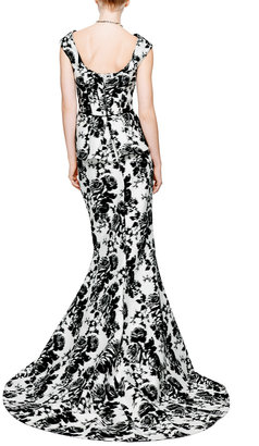 Oscar de la Renta Jacquard Fishtail Silk Gown