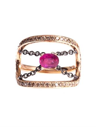 NIKOS KOULIS Diamond, ruby & gold ring