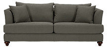 3 Seater Sofa, Grey - Fixed Cover Wood and Fabric Settee - Elliott
