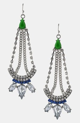 Jessica Simpson 'Tropic Nights' Chandelier Earrings Clear Green Blue