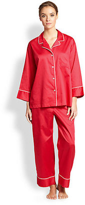 Natori Notched Collar Cotton Pajama Set