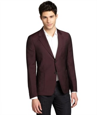 Prada burgundy mohair blend two button blazer