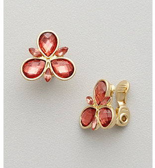 Napier® Goldtone Metal EZ Comfort Clip Three Pink Stone Button Earrings