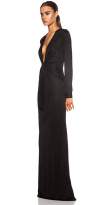 Moschino Long Sleeve Rayon-Blend Column Gown