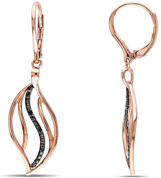 Black Diamond Sterling Silver Earrings w/Pink & Black Rhodium