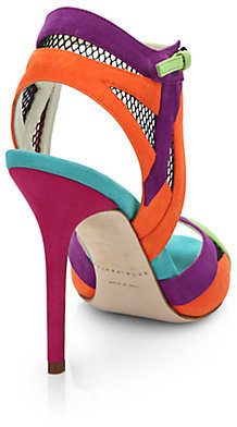 Brian Atwood Iara Suede & Mesh Sandals
