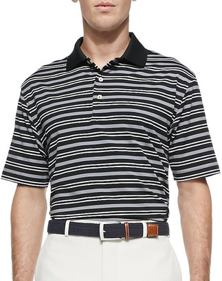 Peter Millar Ashe E4 Stripe Polo Shirt, Black
