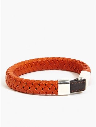Miansai Orange Leather and Sterling Silver Bracelet