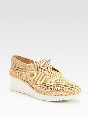 Robert Clergerie Old Robert Clergerie Vicoleg Woven Raffia Lace-Up Wedges