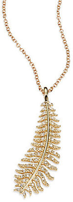 Mizuki Wings of Desire Diamond & 14K Yellow Gold Feather Charm Necklace