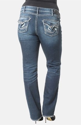 Silver Jeans Co. 'Aiko' Distressed Flap Pocket Straight Leg Jeans (Plus Size)