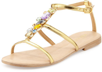 Sesto Meucci Calley Rhinestone-Embellished Sandal, Gold