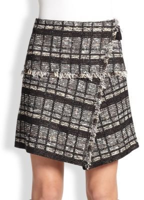 Proenza Schouler Wrap-Front Tweed Skirt