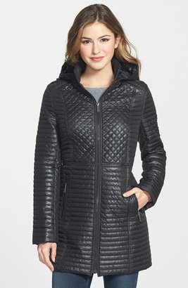 DKNY Quilted Coat with Detachable Hood
