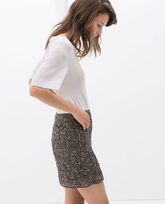 Zara 29489 Mini Cut-Out Skirt With Sequins