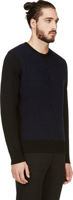 Paul Smith Red Ear Black and Blue Mock Shearling Sweater