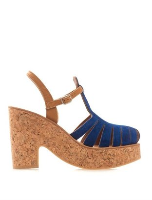 K. Jacques Melissa suede and cork wedges