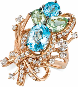 LeVian Crazy Collectionandreg; Blue Topaz, White Topaz and Green Quartz Cluster Ring in 14k Rose Gold (7 ct. t.w.), Only at Macy's