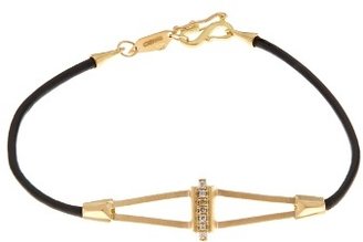 Monique Péan Diamond, yellow-gold & leather bracelet