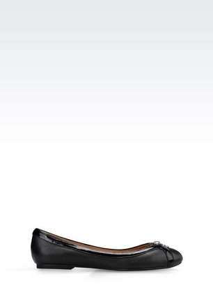 Armani Jeans Leather Ballet Flat With Patent Details