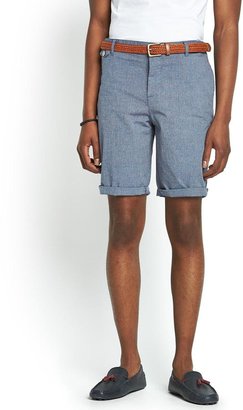 River Island Mens Mid Blue Belted Chino Shorts