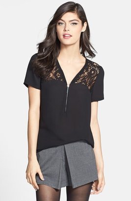 Nordstrom 1.State Lace Yoke Short Sleeve Blouse Exclusive)