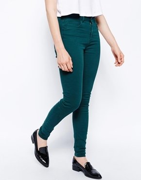 Just Female Stroke Skinny Jeans In Emerald Green - Emerald green