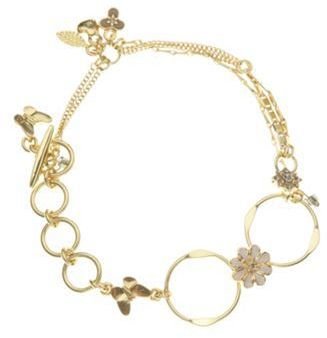 Pilgrim Gold enamel flower bracelet