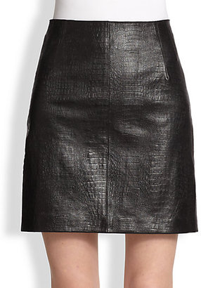 McQ Croc-Embossed Leather Skirt