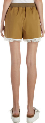 Sacai Lace-underlay Twill Shorts