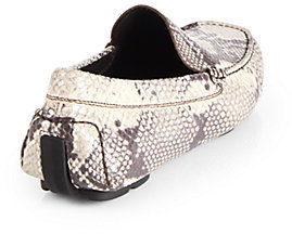 To Boot Snakeskin-Embossed Leather Driving Moccasins