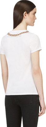 Alexander McQueen White Fox Tail Necklace T-Shirt