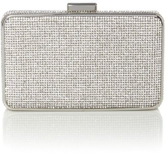 Michael Kors Elsie silver crystal box clutch bag
