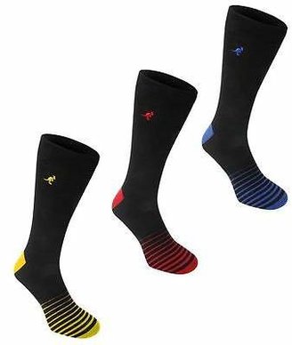 Kangol Mens Formal Sock 3 Pack Striped Cotton Boot Socks Work Underwear