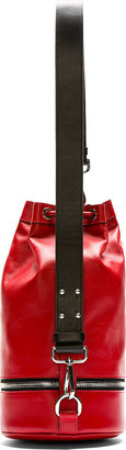 CNC Costume National Red Leather Cross-Body Mini Bucket Backpack