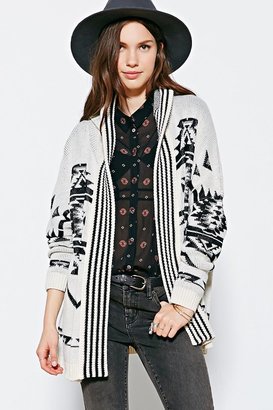 Urban Outfitters Ecote Jacquard Hooded Cardigan Sweater