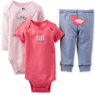 Carter's Baby Girls' 3-Piece Bird Bodysuits & Pants Set