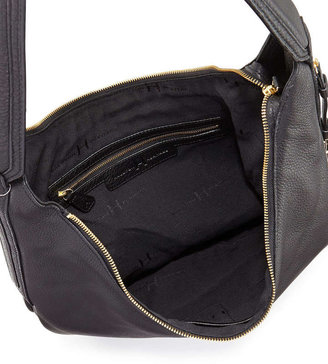 Halston Leather Slouch Hobo Bag, Black