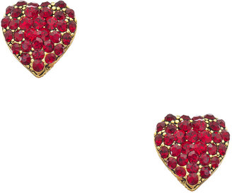Yochi Ruby Crystal Heart Stud Earrings