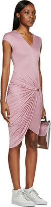 Helmut Lang Pink Slack Jersey Twist-Waist Dress