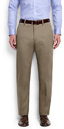 Lands' End Men's Long Plain Front Traditional Fit No Iron Twill Dress Pants-French Walnut Heather