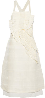 Hampton Sun Maiyet Ruffled linen and silk-blend midi dress