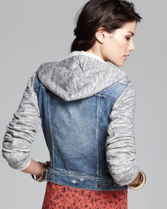 Free People Jacket - Denim and Knit Hooded