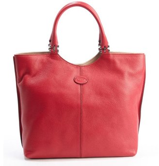 Tod's red leather 'Shopping Media' top handle tote