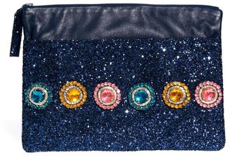 House of Holland Clutch Bag in Navy Glitter